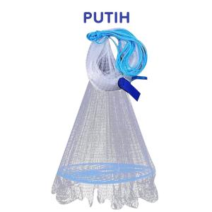 Bumi Damai Jala Jaring Lempar Frisbee 240 CM Benang Monofilamen Putih Mesh Pancing Penangkap Perangkap Ikan Udang Kepiting Piring Bulat Fishing Throw Net Cage