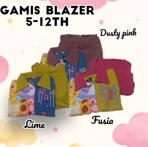 Setelan 2in1 Gamis Blazer Anak perempuan Usia 4-11 tahun  Terkini Motif Sublim