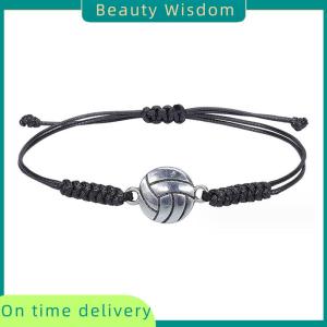 Beauty Wisdom Volleyball Charm Bracelet Adjustable Woven Jewelry Volleyball Charm Bracelet Braided Rope Bracelets for