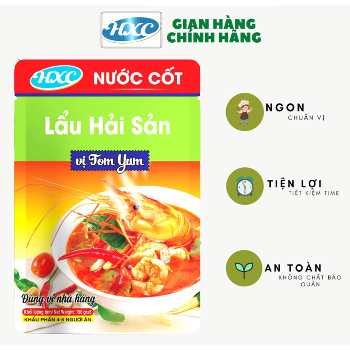 Nước Cốt Lẩu Hải Sản HXC 150g tươi ngon, chuẩn vị, an toàn, không cần ...