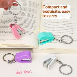JOYNCLEON Kim bấm dễ thương dập ghim nhỏ Keychain sinh viên xách tay cho văn phòng ràng buộc tạo tác nhỏ tinh tế dễ mang theo