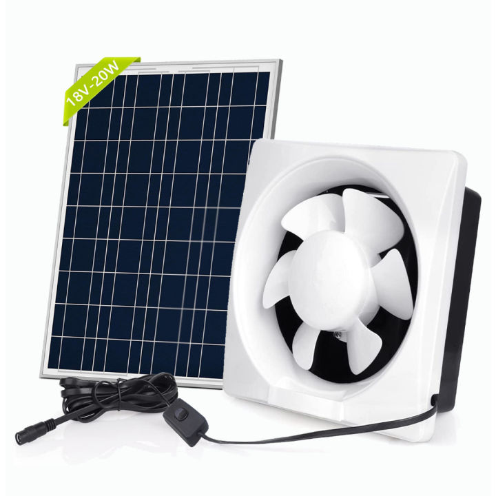 Solar exhaust fan, 20W solar panel+12 inch atmospheric flow fan with ...