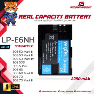 WIXEL Baterai Kamera LP-E6NH for Canon EOS 5D Mark II / 5D Mark III / 5D IV / 5DS / 5DS R / 6D / 6D Mark II / 7D / 7D Mark II Camera Battery Real Capacity Dual Double Power LPE6NH