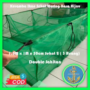 Jangkar Mas - Keramba ikan waring kasa sekat 2 (3 Ruang) siap pakai ukuran 15x1x50