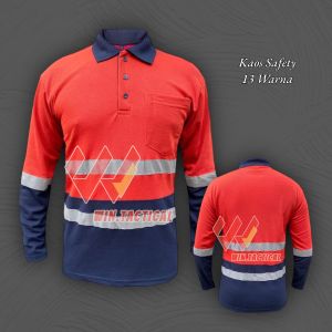Kaos Polo kerah panjang safety Kombinasi baju bengkel kaos perusahaan / pabrik Kaos Safety Model