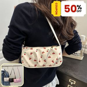 ZEFAN 【COD】ผู้หญิงใหม่กระเป๋าน่ารักเชอร์รี่พิมพ์ใต้วงแขนกระเป๋าแฟชั่นร้อยกระเป๋าถือ