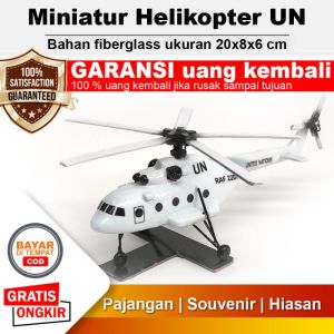 Miniatur Pesawat Helikopter UN United Nations Pajangan Hiasan Dashboard Mobil Helicopter