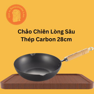 Yoshikawa - Chảo Chiên Lòng Sâu Thép Carbon Cook-Pal REN Nhật Bản / Carbon Steel Deep Frying Pan Japan 22cm 24cm 26cm 28cm