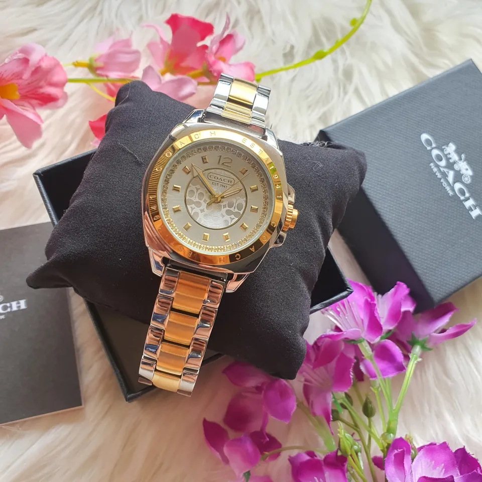 Coach boyfriend watch deals two tone