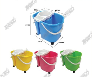 Rayaco Plastic Double Mop Bucket With Wheel 20Liter |9640-1 Mop Pail With Wheels | Mopping Pail With Wheels | Tong mop