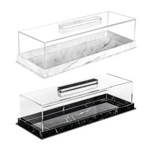 Kirilgu Rectangular Dessert Serving Tray with Clear Lid Acrylic Cake Display Cake Storage Tray for Professional and Home Use 4Y1Z7