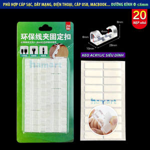 Nẹp Dây Điện Dán Tường Keo 3M Vỉ 20 Kẹp Dây Cáp Điện Đi Dây Điện Dán Tường Chống Rối 3 Màu