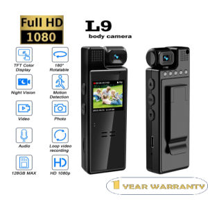MicroPowerTech L9 Ultra HD 4K WiFi Portable Body Camera with 180° Rotatable Lens Night Vision Motion Detection & 1080P Video