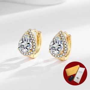 Diamcity (Free Gra Certificate) Anting Moissanite Emas Perhiasan Perak Wanita