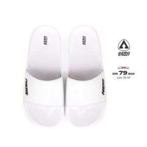 Aerostreet 39-44 Eros Putih Putih - Sandal Sendal Slop Slip On Casual Pria Wanita Aero Street BABAA