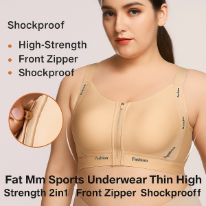 [Two-In-One For Daily Exercise] Front Zipper Bra For Big Breasts Anti-Drooping Anti-Shock Contouring Gym Bra Plus Size