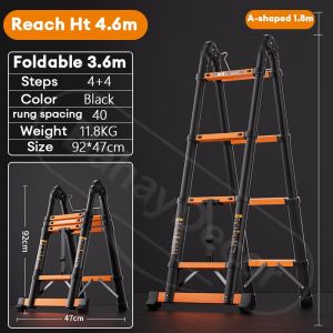REAIM Telescopic Ladder Foldable Aluminum Heavy Duty Home Multi-Function Domestic Portable Anti Slip