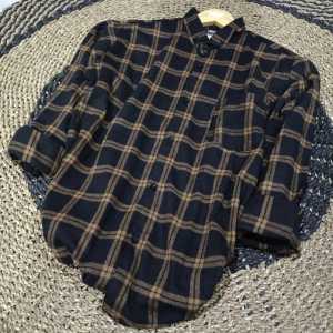 Kemeja Hem Flanel Pria Dan Wanita Lengan Panjang Motif Kotak Kotak Krem M L XL XXL TREN 2024 Premium