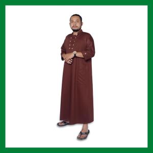 Gamis Jubah Koko Pria Lengan 3/4 Terbaru Bahan Katun Toyobo Warna Putih Marun Coklat Abu