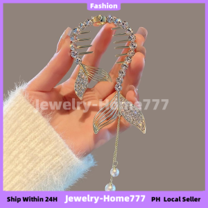 Pearl Fishtail Tassel Hair Bun Buckle Hairpin Back Brain Spoon Ball Head Pan Hair Clip High Ponytail Buckle Luxury