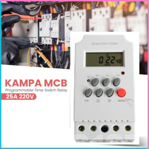 COD Cepat KAMPA MCB Power Timer Programmable Time Switch Relay 25A 220V / Timer otomatis digital lampu pompa air / timer listrik on of otomatis manual stop kontak 220v analog / Saklar Lampu jalan ldr - PIJAR