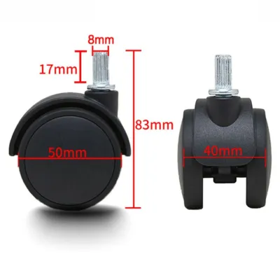 TOYOYOTA 1.2/2inch Furniture Universal Wheels with Brakes Replacement Wheel Chair Roller Tool Black Office Chair Caster