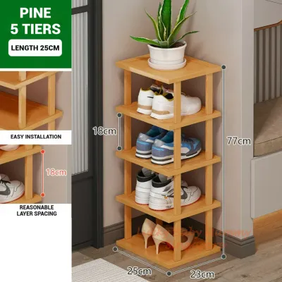 Stackable Bamboo Doorway Shoe Rack Multilayer Organizer Shelf Storage Wooden Cabinet Compact Space Saving/Rainbow Culture