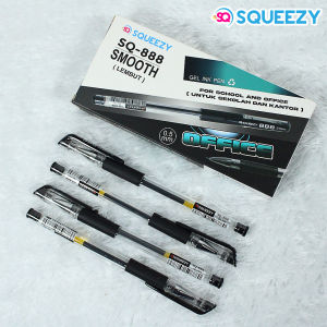 Harga Grosir (1kotak/12pcs) Pulpen Gel Pen SQUEEZY SQ-888 Hitam Biru Merah ( Lancip )