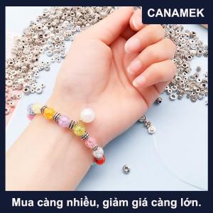 【CANAMEK】 30 cái lốc Tây Tạng cổ bạc màu rỗng bóng kim loại hạt Spacer hạt đối với trang sức làm DIY Vòng đeo tay nekclace