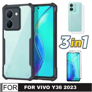 PAKET 3IN1 CASE VIVO Y36 4G / VIVO Y36 5G / VIVO Y35 CASE ARMOR SHOCKPROOF TRANSPARENT BUMPER TPU