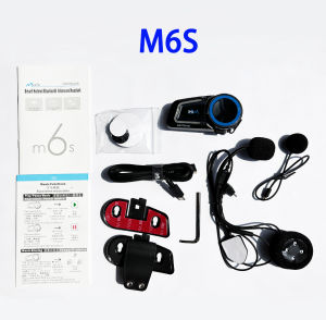Maxto M6S Motorcycle Mesh Intercom Group 8 Riders 1KM Automatically Re-connect Bluetooth 5.0 Intercom Audio Mixing With Music Sharing/Navigation/FM Helmet Headset IP67
