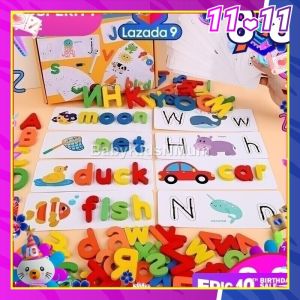 Spelling Learning Writing Toys Wooden ABC Alphabet Flash Cards Matching Shape Letter Games Early learning Montessori Toy for Kids