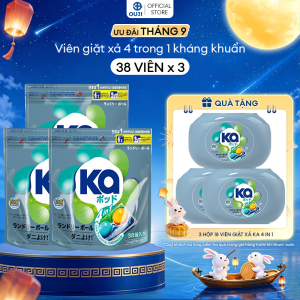 Combo 3 Túi Viên Giặt Quần Áo loại bỏ mạt bụi KA pod Anti-dustmite 4trong1 diệt mạt bụi làm sạch sâu kháng khuẩn giữ màu vải (38 viên)