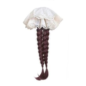 OMQAIO Phong cách ballet Dây buộc tóc ren kiểu đuôi ngựa Quần đấm bốc bện Trắng Tóc giả bện xoắn Ngọt ngào Chịu nhiệt Tóc đuôi ngựa dành cho phụ nữ