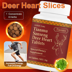 Deer Heart Tablet with Triple Ginseng Herbs Natural Supplement for Energy Vitality Tianmu Sanseng Pressed Candy for Health Boost