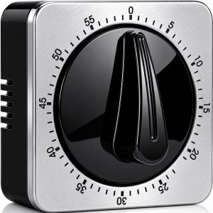 Kitchen Timers for Cooking Chef Cooking Timer Clock with Loud Alarm - 100% Mechanical Desk Timer - No Batteries Required - Magnetic Backing Exquisite Stainless Steel Body - Countdown Reminder
