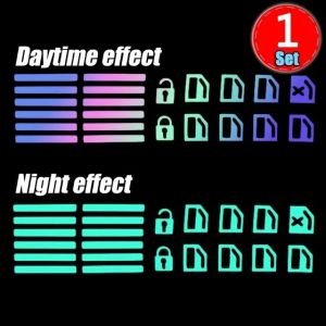 【WOKEN】Luminous Car Window Lift Switch Car Stickers Night Window Button Lift Colorful Luminous Reminder Safety Switch Decorative Fluorescent Decals