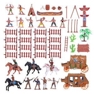 1Set Colorful Cowboy and Indian Miniature Playsets for Kids History Exploration and Display Decoration