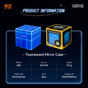 Qiyi Fluorescent Mirror Cube 3x3 Speed Cube Blue Glow in Dark 3x3x3 Magic Cube Puzzle Toy