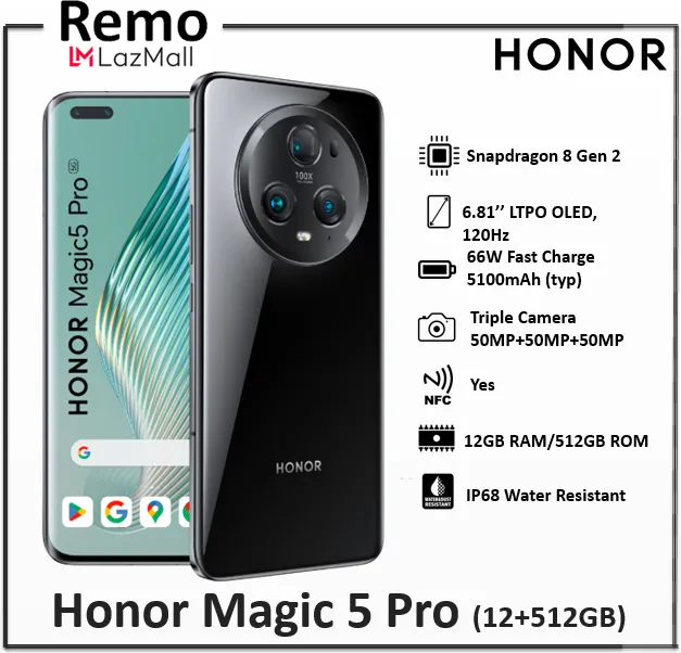 Honor Magic 5 Pro 5G Global Version 12GB+512GB Black Purple Meadow Green  Fast Charging 6.81