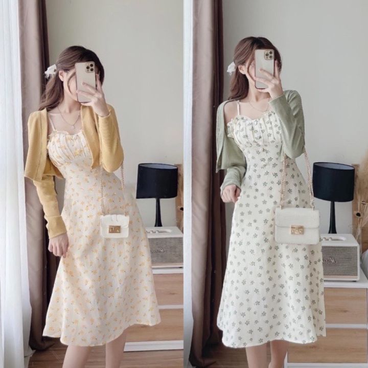 Váy hoa nhí 2 dây nhiều tầng vintage Hàn Quốc, Váy hai dây dàng dài thiết  kế sang chảnh - Đầm, váy nữ | ThờiTrangNữ.vn