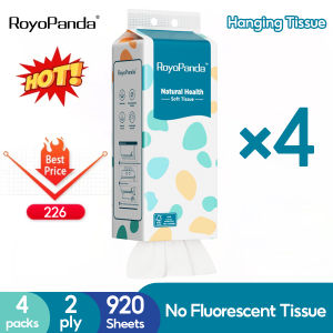 【4/12 Packs 】RoyoPanda Hanging Tissue Facial Tissue 2Ply=4Ply Air-cushion Deluxe Comfort Pulldown Bathroom Tissue 120*170MM 8280 Sheets
