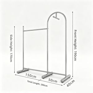 Iron Clothing Store Display Stand Heavy-Duty Dry Hanger Display Rack Metal Double-Rod Hanging Rack