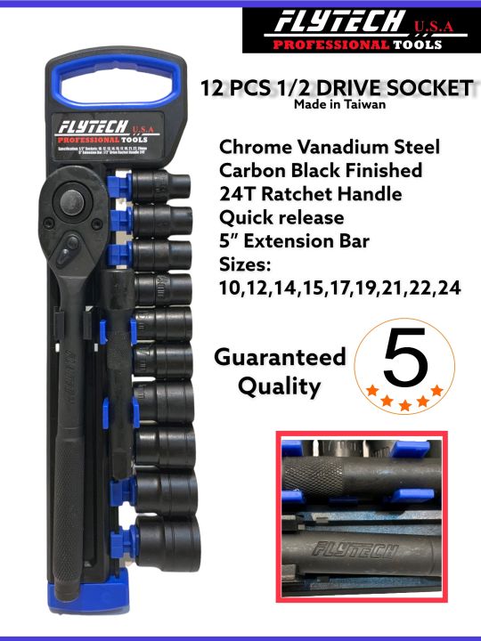 Flytech Amazon ORIGINAL FLYTECH U.S.A TOOLS 1/2DRIVE SOCKET SET HEAVY DUTY 10-24MM ...