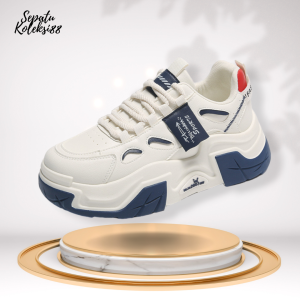 Sepatu Sneakers wanita Koleksi kekinian bahan kulit PU Sol karet elastis 317