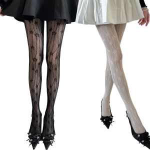 เลกกิ้งตาข่ายเสริมความงามของผู้หญิงลายดอกไม้แนวตั้งมีลวดลายถุงน่องชั้นแบบมีลายถุงน่องตาข่าย