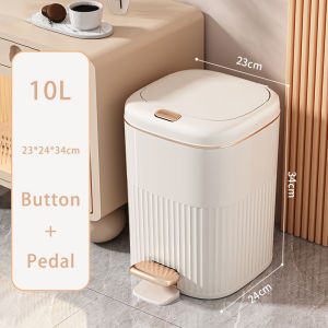 Vision 8/10/15L Foot Pedal Trash Can Dual Open Lid Garbage Can Step Garbage Bin with Slow-Close Lid Press To Open Trash Bins Rectangle Pedal Waste Bin for Home/ Bathroom and Bedroom