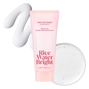 THE FACE Rice Water Bright Milk & Jelly Double Cleanser 2-in-1 Makeup Remover & Face Wash Hydrating Moisturizing Korean Skin Care Vegan 6.4 fl. oz.
