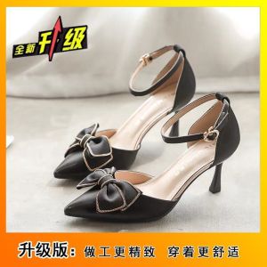 [Free Shipping] Elegant High Heels With A Slender Heel Featuring A Sweet Bow And A Closed-Toe Design New Style Pointed-Toe Bridesmaid Shoes For Summer
