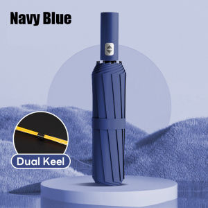 Reinforced Upgrade Automatic Reverse Umbrella with Reflective Stripe Sunny And Rainy Umbrella Windproof foldable Compact Umbrella Full Auto Business Umbrella Durable